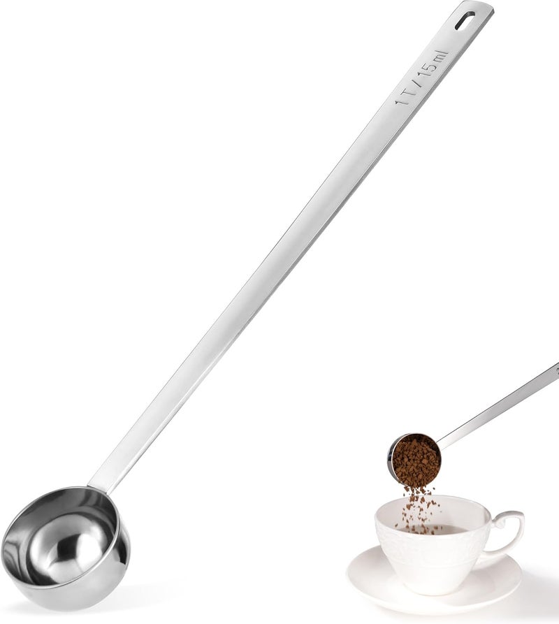 Luxiwise Long Handle Coffee Scoop, 18/8 Stainless Steel Food Grade Measuring Spoon for Coffee Beans Powders Sugar, 9.9in Long Metal Scoop Tablespoon for Easy Container Reach (1tbsp/ 15ml) - Image 1